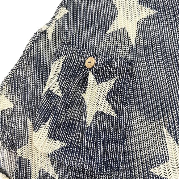 Paradise Blue & White Stars Slither Away Open Knit Swimsuit Beach Coverup, M/L - Picture 6 of 15